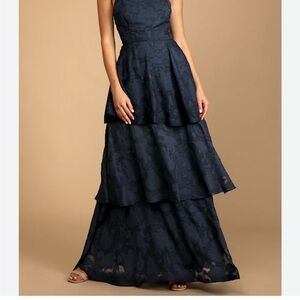 Lulu's Midnight Blue Layered Maxi Dress